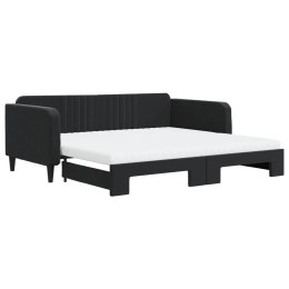 Sofa rozsuwana z materacami, czarna, 100x200 cm, aksamit Lumarko!