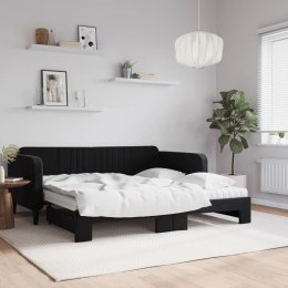 Sofa rozsuwana z materacami, czarna, 90x190 cm, aksamit Lumarko!