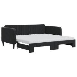 Sofa rozsuwana z materacami, czarna, 90x190 cm, aksamit Lumarko!