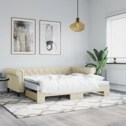 Sofa rozsuwana z materacami, kremowa, 90x200 cm, sztuczna skóra Lumarko!