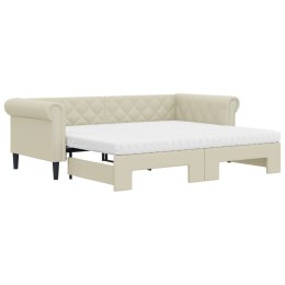 Sofa rozsuwana z materacami, kremowa, 90x200 cm, sztuczna skóra Lumarko!