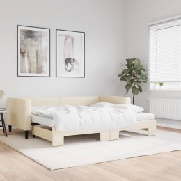 Sofa rozsuwana z materacami, kremowa, 90x200 cm, tkanina Lumarko!