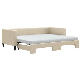 Sofa rozsuwana z materacami, kremowa, 90x200 cm, tkanina Lumarko!