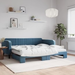 Sofa rozsuwana z materacami, niebieska, 100x200 cm, aksamit Lumarko!