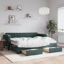 Sofa rozsuwana z szufladami, ciemnozielona, 90x200 cm, aksamit Lumarko!