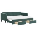 Sofa rozsuwana z szufladami, ciemnozielona, 90x200 cm, aksamit Lumarko!