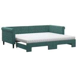 Sofa rozsuwana z materacami, ciemnozielona, 90x200 cm, aksamit Lumarko!