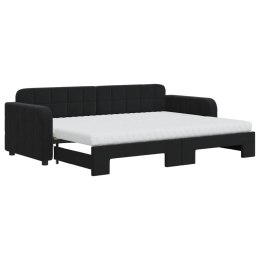 Sofa rozsuwana z materacami, czarna, 80x200 cm, aksamit Lumarko!