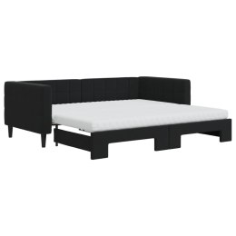 Sofa rozsuwana z materacami, czarna, 90x190 cm, aksamit Lumarko!