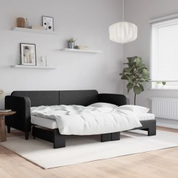 Sofa rozsuwana z materacami, czarna, 90x200 cm, tkanina Lumarko!