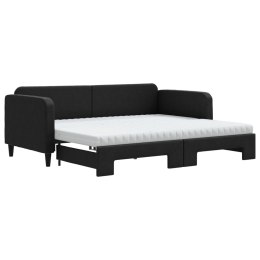 Sofa rozsuwana z materacami, czarna, 90x200 cm, tkanina Lumarko!