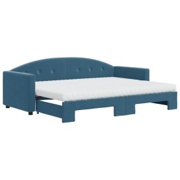 Sofa rozsuwana z materacami, niebieska, 80x200 cm, aksamit Lumarko!