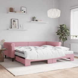 Sofa rozsuwana z materacami, różowa, 100x200 cm, aksamit Lumarko!