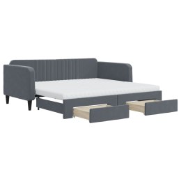 Sofa rozsuwana z szufladami, ciemnoszara, 90x190 cm, aksamit Lumarko!