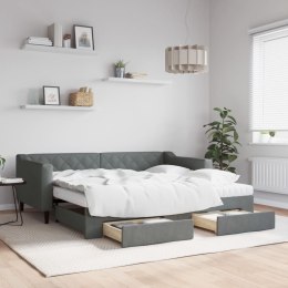 Sofa rozsuwana z szufladami, ciemnoszara, 90x190 cm, tkanina Lumarko!