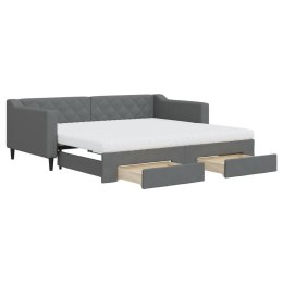 Sofa rozsuwana z szufladami, ciemnoszara, 90x190 cm, tkanina Lumarko!