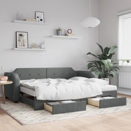 Sofa rozsuwana z szufladami, ciemnoszara, 90x190 cm, tkanina Lumarko!