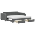 Sofa rozsuwana z szufladami, ciemnoszara, 90x190 cm, tkanina Lumarko!