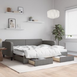 Sofa rozsuwana z szufladami, ciemnoszara, 90x190 cm, tkanina Lumarko!