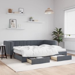 Sofa rozsuwana z szufladami, ciemnoszara, 90x200 cm, aksamit Lumarko!