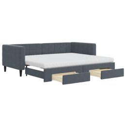 Sofa rozsuwana z szufladami, ciemnoszara, 90x200 cm, aksamit Lumarko!