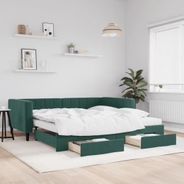 Sofa rozsuwana z szufladami, ciemnozielona, 100x200 cm, aksamit Lumarko!