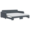 Sofa rozsuwana z materacami, ciemnoszara, 90x190 cm, aksamit Lumarko!