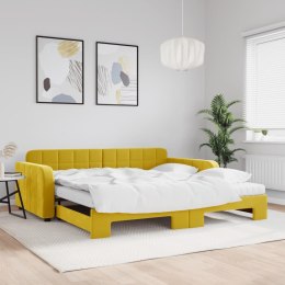Sofa rozsuwana z materacami, żółta, 100x200 cm, aksamit Lumarko!