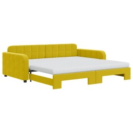 Sofa rozsuwana z materacami, żółta, 100x200 cm, aksamit Lumarko!