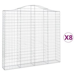 Kosze gabionowe, 8 szt, 200x30x180/200 cm, galwanizowane żelazo Lumarko!