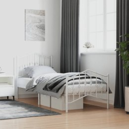 Metalowa rama łóżka z wezgłowiem i zanóżkiem, biała, 90x200 cm Lumarko!
