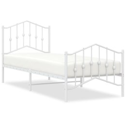 Metalowa rama łóżka z wezgłowiem i zanóżkiem, biała, 90x200 cm Lumarko!