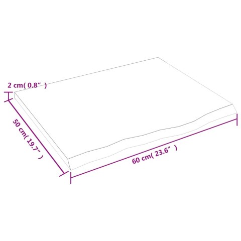 Półka, 60x50x2 cm, surowe lite drewno dębowe Lumarko!