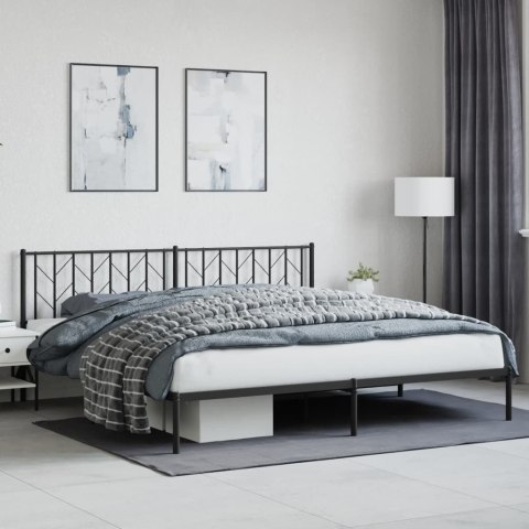 Metalowa rama łóżka z wezgłowiem, czarna, 200x200 cm Lumarko!