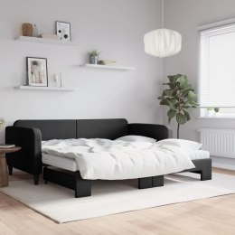 Sofa rozsuwana z materacami, czarna, 100x200 cm, tkanina Lumarko!