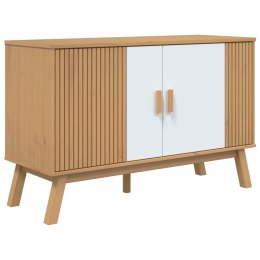 Komoda OLDEN, biało-brązowa, 114x43x73,5cm, lite drewno sosnowe Lumarko!
