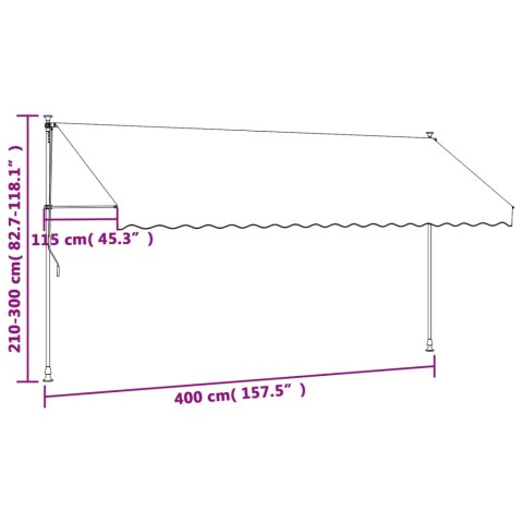 VidaXL Markiza zwijana, antracytowa, 400x150 cm, tkanina i stal