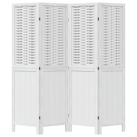 Parawan pokojowy, 4-panelowy, biały, lite drewno paulowni Lumarko!