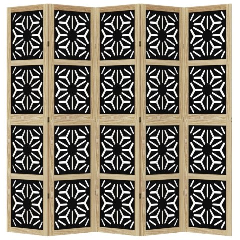 Parawan pokojowy, 5-panelowy, brązowo-czarny, lita paulownia Lumarko!