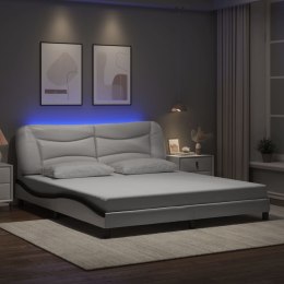Rama łóżka z LED, biało-czarna, 180x200 cm, sztuczna skóra Lumarko!