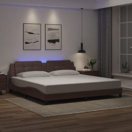 Rama łóżka z LED, brązowa, 200x200 cm, sztuczna skóra Lumarko!