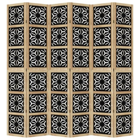 Parawan pokojowy, 6-panelowy, brązowo-czarny, lita paulownia Lumarko!