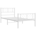 Metalowa rama łóżka z wezgłowiem i zanóżkiem, biała, 90x200 cm Lumarko!