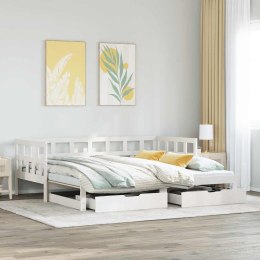 Sofa rozsuwana z szufladami, bez materaca, białe, 80x200 cm Lumarko!