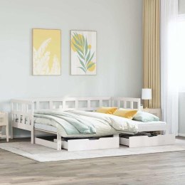Sofa rozsuwana z szufladami, bez materaca, białe, 90x190 cm Lumarko!