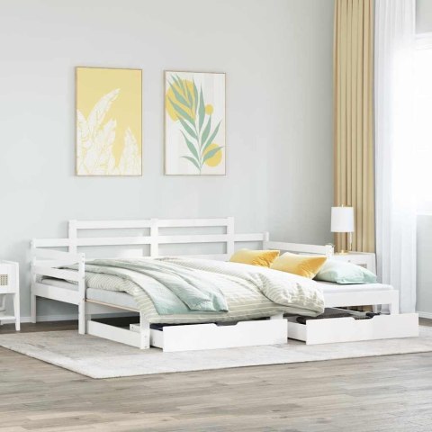 Sofa rozsuwana z szufladami, bez materaca, białe, 90x200 cm Lumarko!