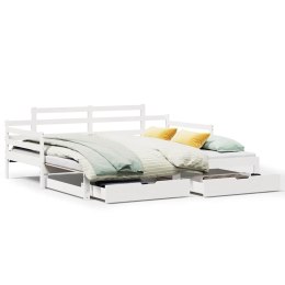 Sofa rozsuwana z szufladami, bez materaca, białe, 90x200 cm Lumarko!
