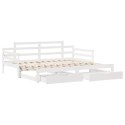 Sofa rozsuwana z szufladami, bez materaca, białe, 90x200 cm Lumarko!