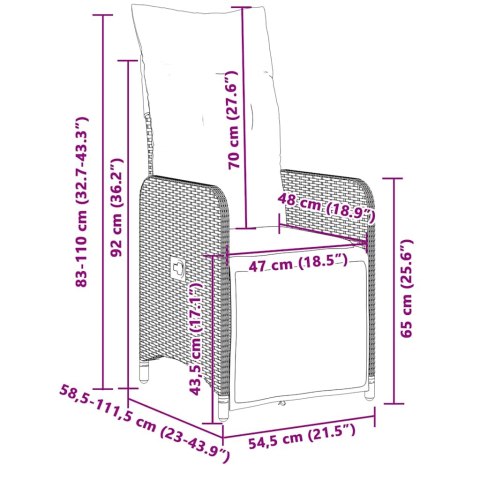 7-cz. zestaw mebli bistro z poduszkami, brązowy, polirattan Lumarko!
