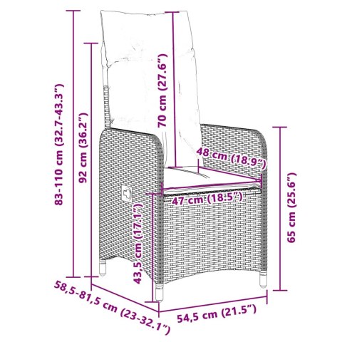 7-cz. zestaw mebli bistro z poduszkami, czarny, polirattan Lumarko!